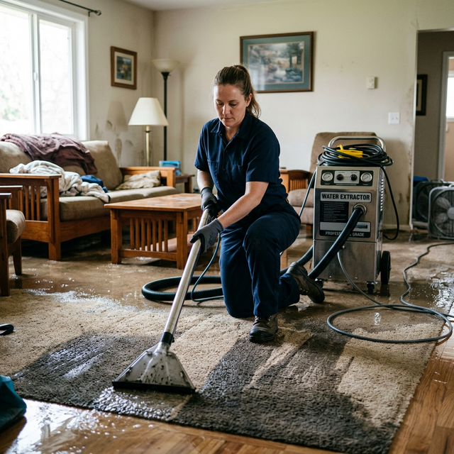 Professional water extraction on carpets